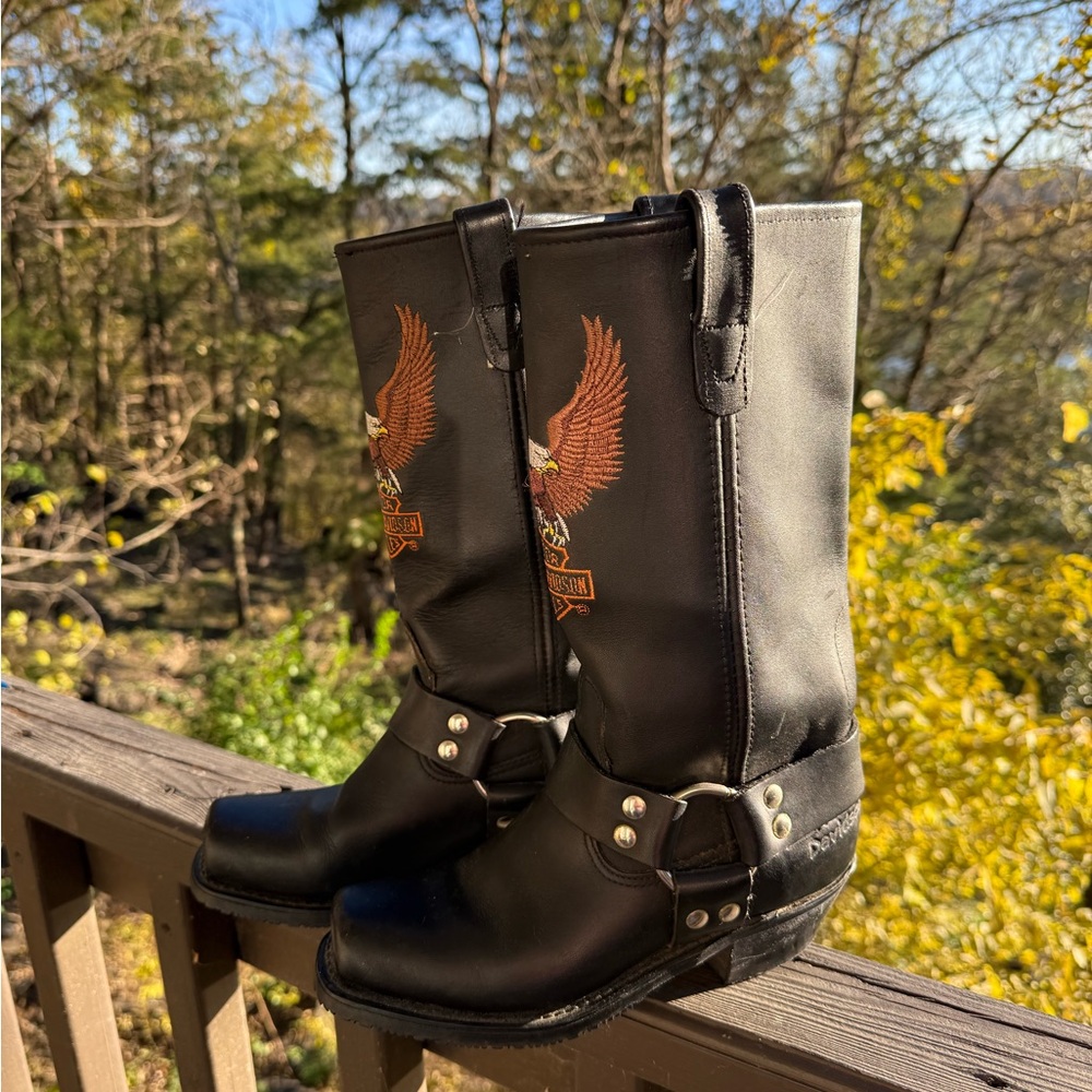 Vintage Harley-Davidson Boots with Eagle Design